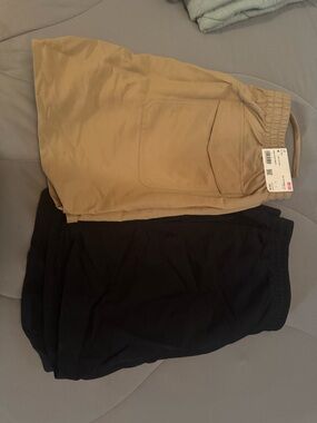 Uniqlo Elastic-Waist Swim Shorts - Tan and Black